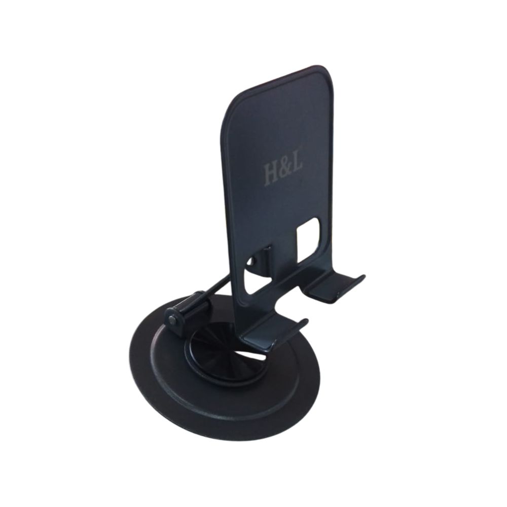 Soporte Multifuncional para Celular y Tablet H&L Metalico Rotacion 360° Inclinacion Regulable Antideslizante color Negro LH-08