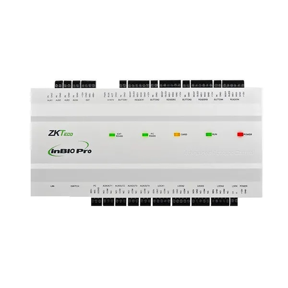 Controlador de Acceso Zkteco 4 Puertas RFID 30K Huellas 3K RFID 100K Registros Lector Wiegand INBIO460 PRO PACKAGE B